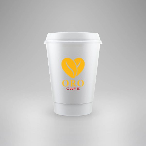 Visual identity, packaging mockup, and logo for Oro Café
